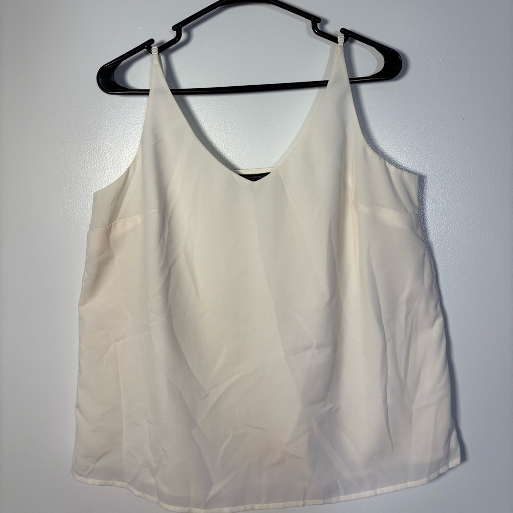 Banana Republic Ivory V-Neck Silk-Feel Camisole